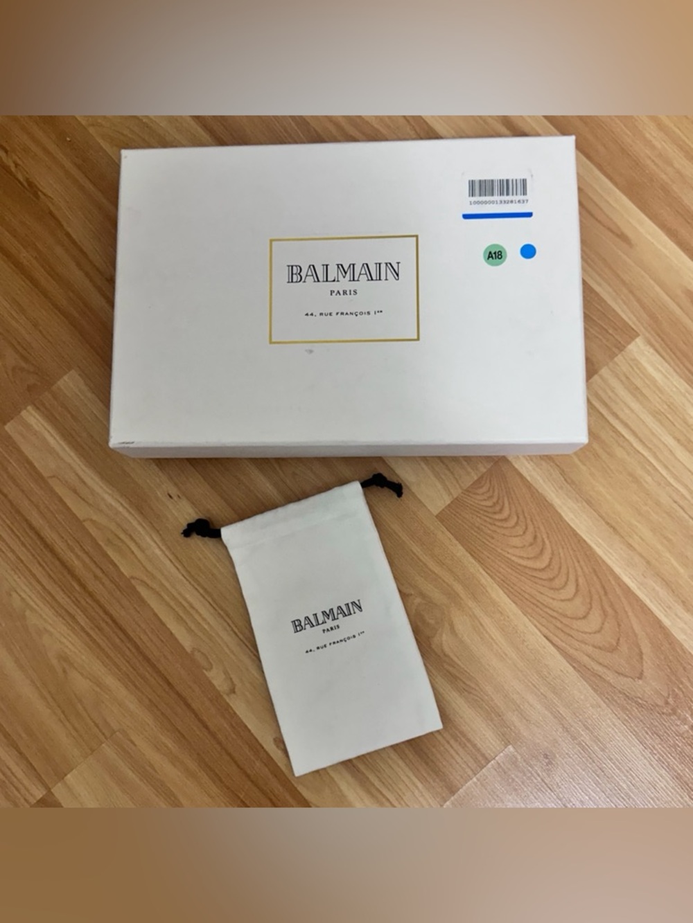 Balmain White Box with Gold Logo and Dust Pouch